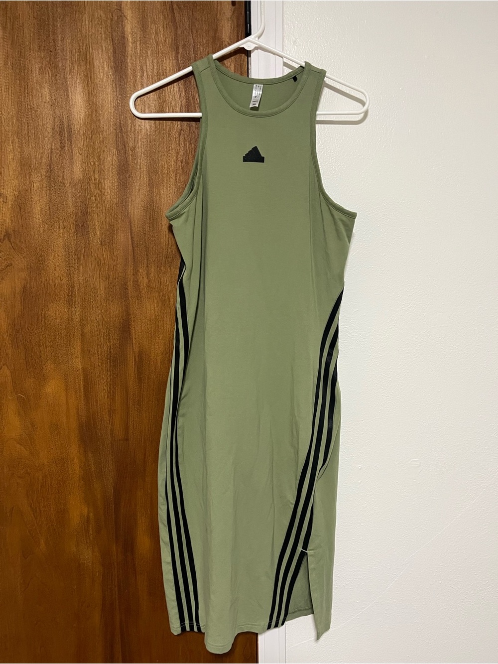 adidas Future Icons 3-Stripes Dress Tent Green Black Midi Tank Dress Small S